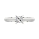 LADIES SOLITAIRE RING 1/2CT PRINCESS DIAMOND 14K WHITE GOLD - Image 5