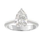 LADIES SOLITAIRE RING 2 1/2CT PEAR DIAMOND 14K WHITE GOLD