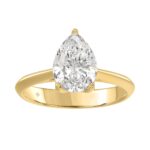 LADIES SOLITAIRE RING 2 1/2CT PEAR DIAMOND 14K YELLOW GOLD