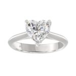 LADIES SOLITAIRE RING 2.00CT HEART DIAMOND 14K WHITE GOLD