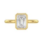LADIES SOLITAIRE RING 3CT EMERALD DIAMOND 14K YELLOW GOLD (CENTER STONE EMERALD DIAMOND 3CT ) - Image 5