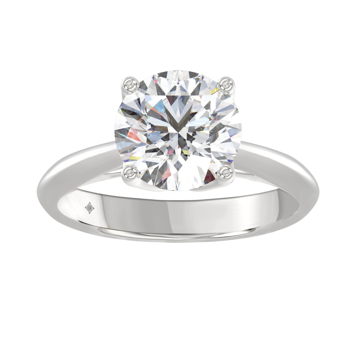 LADIES SOLITAIRE RING 3CT ROUND DIAMOND 14K WHITE GOLD - Image 1