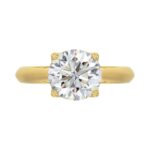 LADIES SOLITAIRE RING 3CT ROUND DIAMOND 14K YELLOW GOLD - Image 5