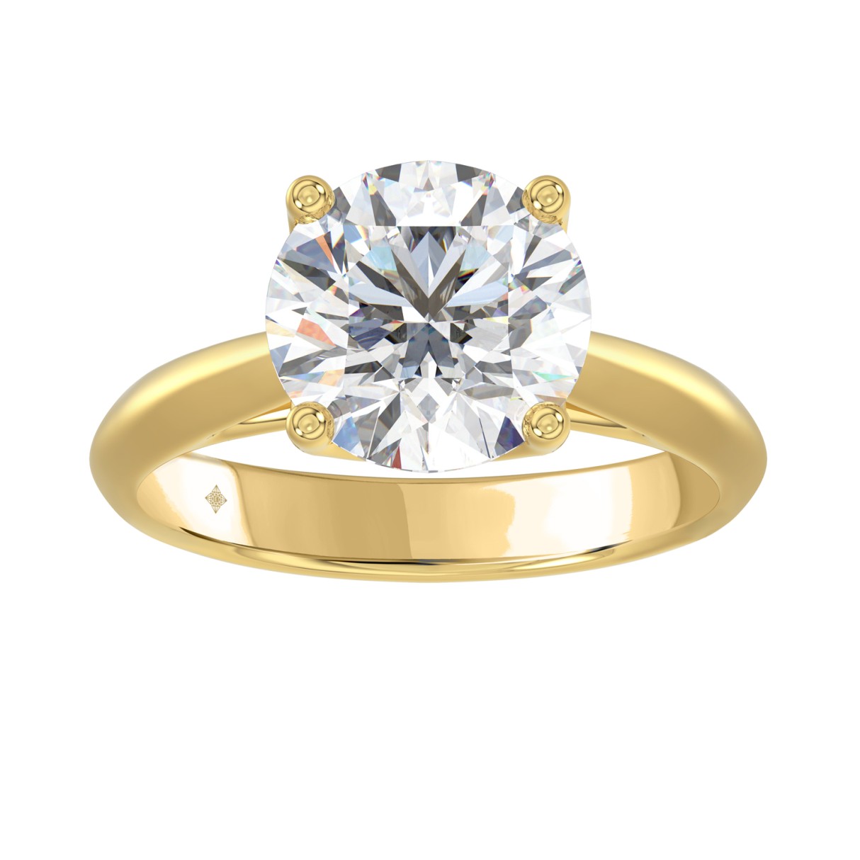 LADIES SOLITAIRE RING 4CT ROUND DIAMOND 14K YELLOW GOLD - Image 1