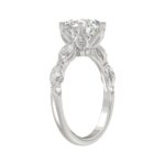 Luxury 14K White Gold  Bridal Ring for Ladies 3 3/4CT Round & Marquise Cut Diamonds 3.00CT Round Center stone (Color F-G -Clarity VS1/VS2) - Image 3