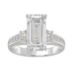 Luxury 14K White Gold Ladies Diamond Ring 4.00CT Round, Emerald & Baguette Diamonds with 3.00CT Emerald  Center stone (Color F-G -Clarity VS1/VS2)