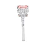 Luxury 14K White Gold Round & Radiant Pink Diamond Halo Engagement Ring 2 1/5CTCT with 1 1/2CT Radiant Cut Pink Center Stone (Color F-G  Clarity V - Image 2