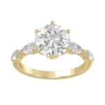 Luxury 14K Yellow Gold  Bridal Ring for Ladies 3 3/4CT Round & Marquise Cut Diamonds 3.00CT Round Center stone (Color F-G -Clarity VS1/VS2)
