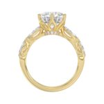 Luxury 14K Yellow Gold  Bridal Ring for Ladies 3 3/4CT Round & Marquise Cut Diamonds 3.00CT Round Center stone (Color F-G -Clarity VS1/VS2) - Image 2