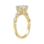 Luxury 14K Yellow Gold  Bridal Ring for Ladies 3 3/4CT Round & Marquise Cut Diamonds 3.00CT Round Center stone (Color F-G -Clarity VS1/VS2) - Image 3