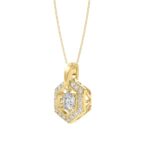 LADIES DANCING DIAMOND PENDANT WITH CHAIN 1/2CT ROUND DIAMOND 14K YELLOW GOLD (CENTER STONE ROUND DIAMOND 1/3CT) - Image 3