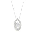 LADIES DANCING DIAMOND PENDANT WITH CHAIN 3/4CT ROUND/PEAR DIAMOND 14K WHITE GOLD (CENTER STONE PEAR DIAMOND 1/2CT)