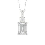 LADIES PENDANT 1 3/4CT ROUND/EMERALD DIAMOND 14K WHITE GOLD (CENTER STONE EMERALD DIAMOND 1 1/2CT)