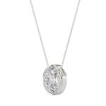 LADIES SOLITAIRE PENDANT 2CT OVAL DIAMOND 14K WHITE GOLD - Image 3