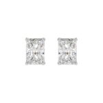 14K WHITE GOLD 4CT RADIANT DIAMOND LADIES SOLITAIRE EARRINGS