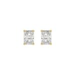 14K YELLOW GOLD 2CT RADIANT DIAMOND LADIES SOLITAIRE EARRINGS