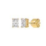 14K YELLOW GOLD 2CT RADIANT DIAMOND LADIES SOLITAIRE EARRINGS - Image 3