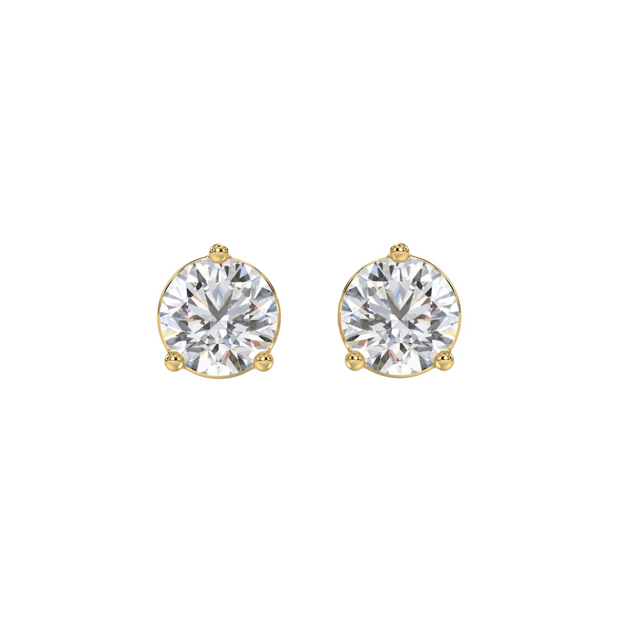 14K YELLOW GOLD 3CT ROUND DIAMOND LADIES SOLITAIRE EARRINGS (CENTER STONE ROUND DIAMOND 1 1/2CT) - Image 1