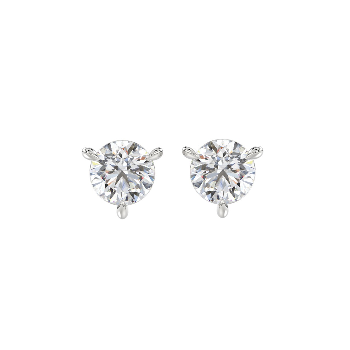 18K WHITE GOLD 1 1/2CT ROUND DIAMOND SOLITAIRE EARRINGS (TALON CLAWS LOCK) - Image 1