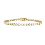 LADIES BRACELET 15CT ROUND DIAMOND 14K YELLOW GOLD