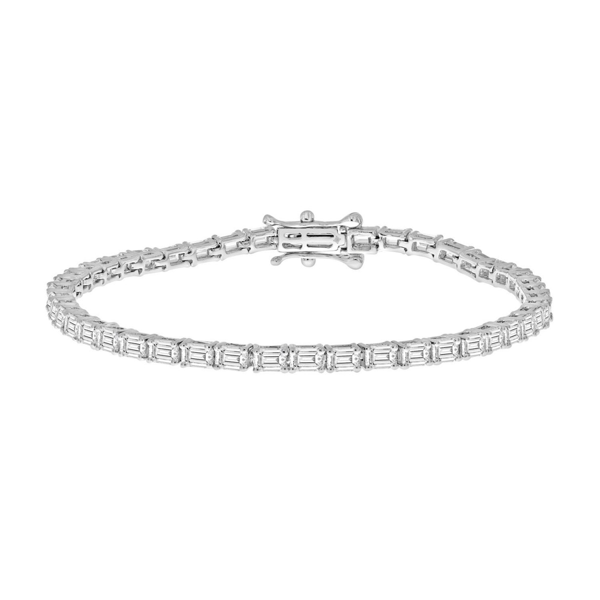 LADIES BRACELET 5.00CT EMERALD DIAMOND 18K WHITE GOLD - Image 1