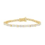 LADIES BRACELET 9 1/2CT EMERALD/OVAL DIAMOND 14K YELLOW GOLD