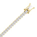 LADIES BRACELET 9CT PRINCESS DIAMOND 14K YELLOW GOLD - Image 2