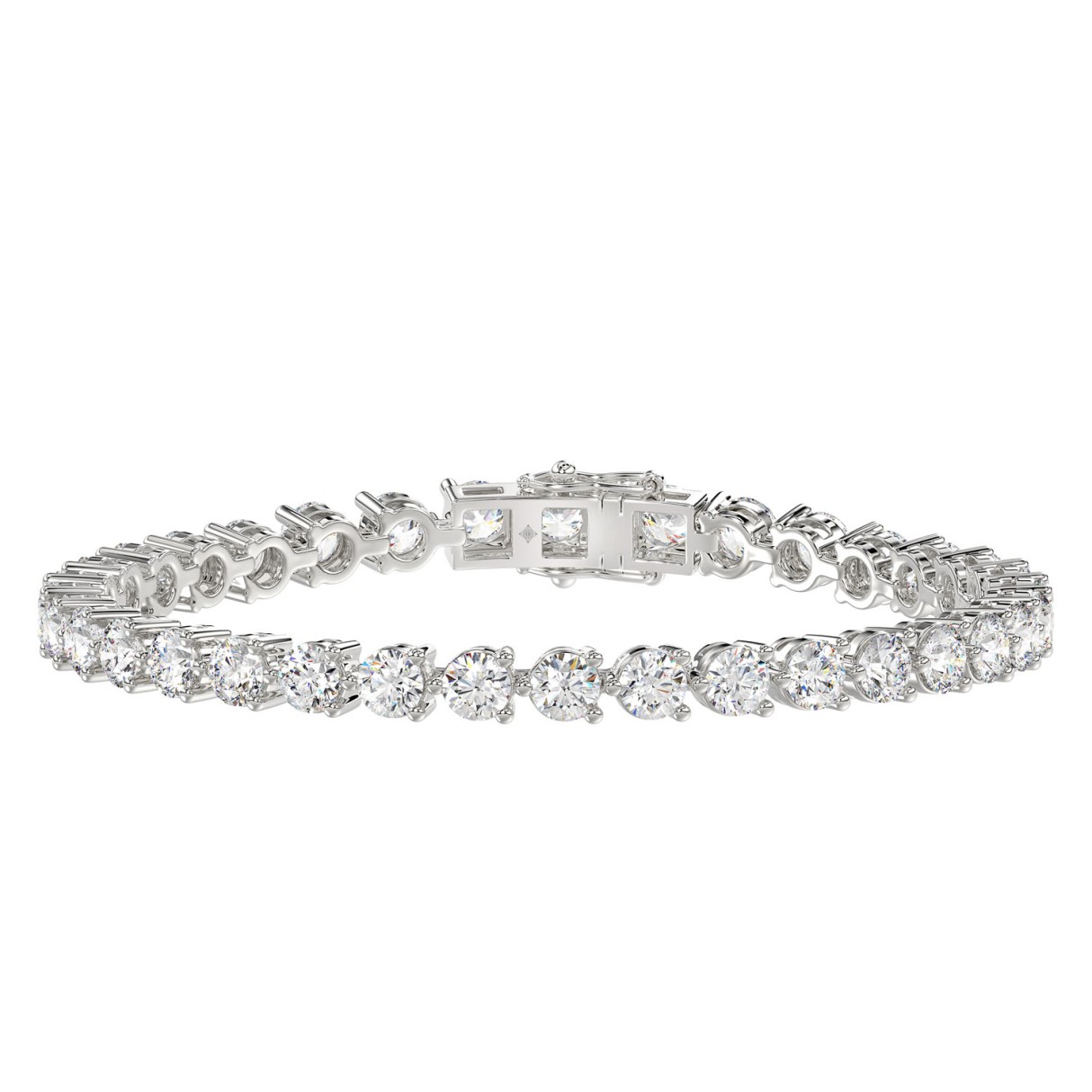 LADIES BRACELET 9CT ROUND DIAMOND 14K WHITE GOLD - Image 1