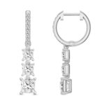 LADIES EARRINGS 2CT ROUND/PRINCESS DIAMOND 14K WHITE GOLD - Image 2