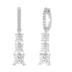 LADIES EARRINGS 2CT ROUND/PRINCESS DIAMOND 14K WHITE GOLD - Image 3