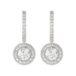 LADIES EARRINGS 3CT ROUND DIAMOND 14K WHITE GOLD (CENTER STONE ROUND DIAMOND 2CT )