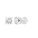 LADIES SOLITAIRE EARRINGS  4CT ROUND DIAMOND 14K WHITE GOLD (CENTER STONE  ROUND DIAMOND 2.00CT) - Image 3
