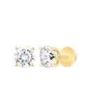 LADIES SOLITAIRE EARRINGS  4CT ROUND DIAMOND 14K YELLOW GOLD (CENTER STONE  ROUND DIAMOND 2.00CT) - Image 3