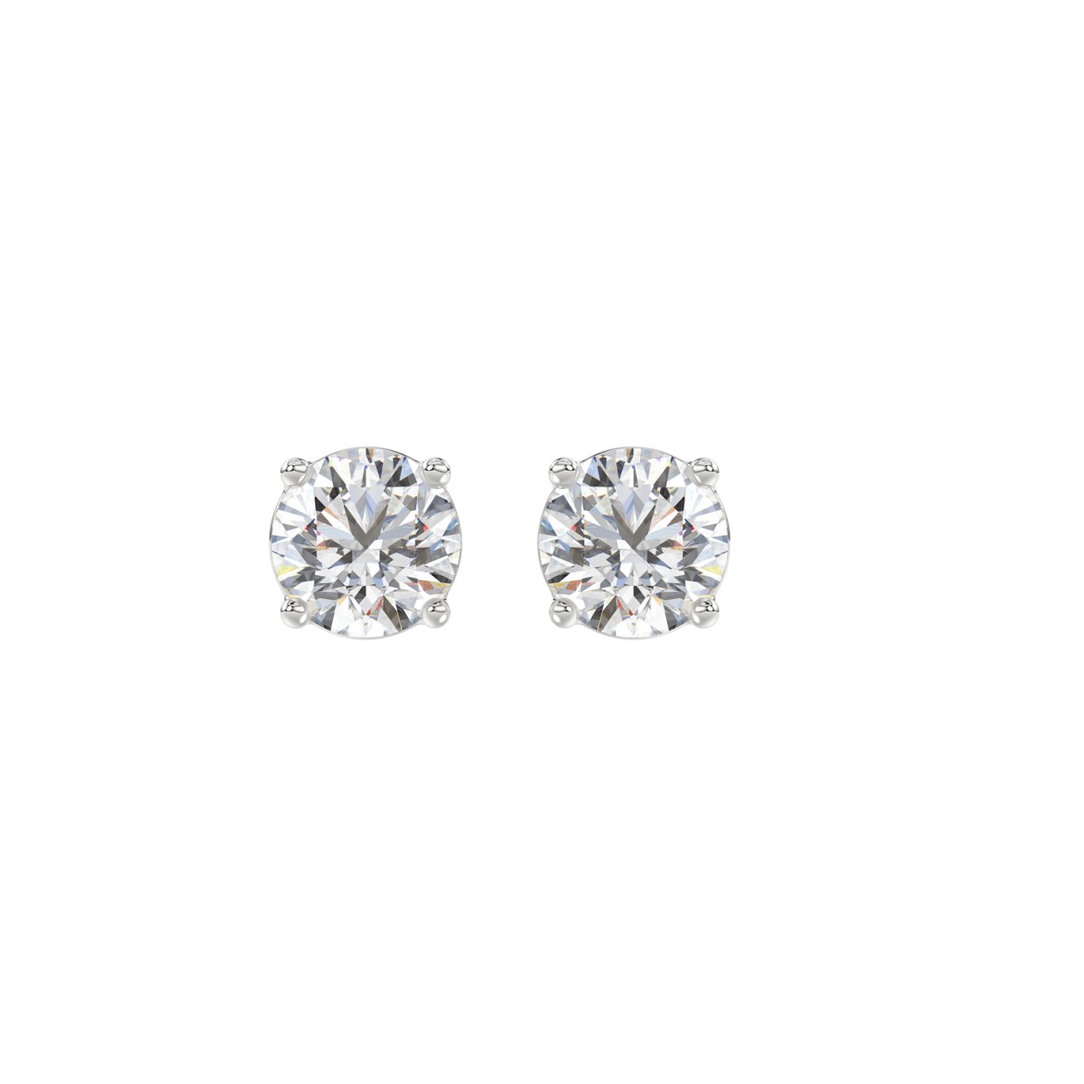 LADIES SOLITAIRE EARRINGS 1 1/2CT ROUND DIAMOND 14K WHITE GOLD - Image 1