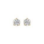 LADIES SOLITAIRE EARRINGS 1 1/2CT ROUND DIAMOND 14K YELLOW GOLD
