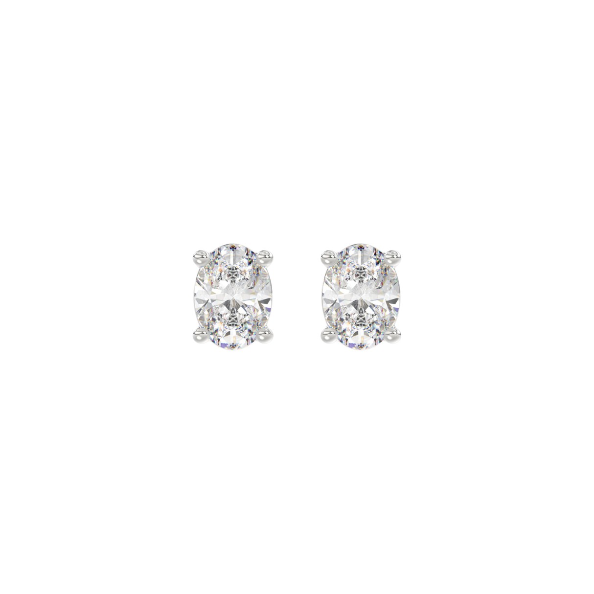 LADIES SOLITAIRE EARRINGS 1/2CT OVAL DIAMOND 14K WHITE GOLD (CENTER STONE OVAL DIAMOND 1/4CT ) - Image 1