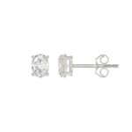 LADIES SOLITAIRE EARRINGS 1/2CT OVAL DIAMOND 14K WHITE GOLD (CENTER STONE OVAL DIAMOND 1/4CT ) - Image 2