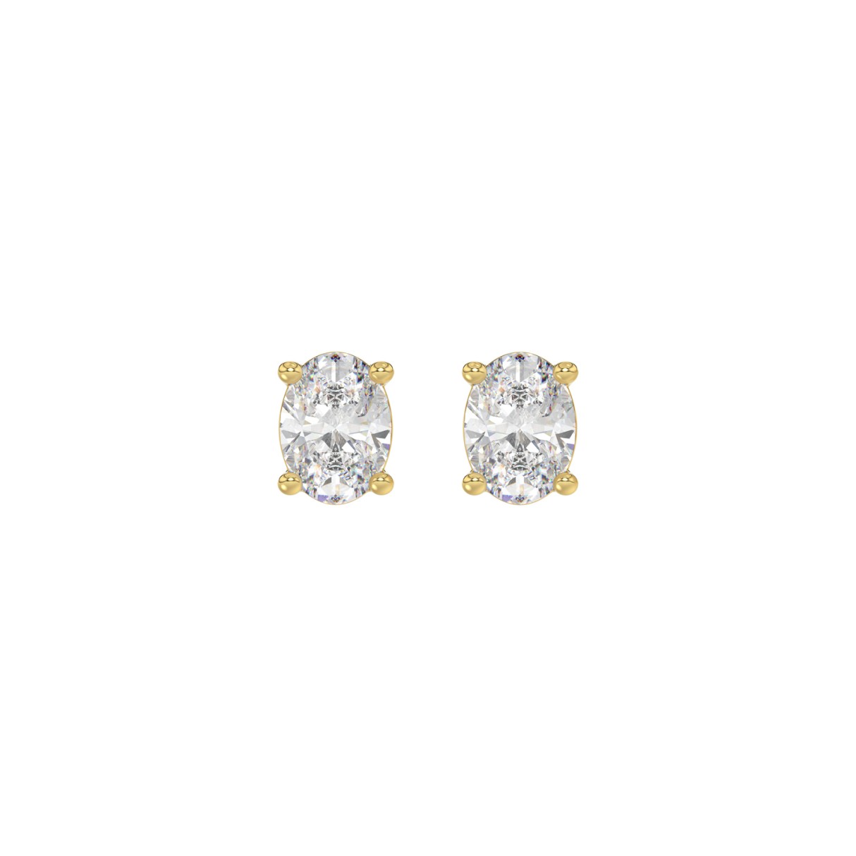 LADIES SOLITAIRE EARRINGS 1/2CT OVAL DIAMOND 14K YELLOW GOLD (CENTER STONE OVAL DIAMOND 1/4CT ) - Image 1