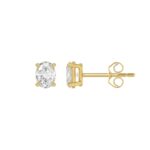 LADIES SOLITAIRE EARRINGS 1/2CT OVAL DIAMOND 14K YELLOW GOLD (CENTER STONE OVAL DIAMOND 1/4CT ) - Image 2