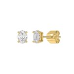 LADIES SOLITAIRE EARRINGS 1/2CT OVAL DIAMOND 14K YELLOW GOLD (CENTER STONE OVAL DIAMOND 1/4CT ) - Image 3