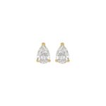 LADIES SOLITAIRE EARRINGS 1/2CT PEAR DIAMOND 14K YELLOW GOLD