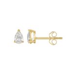 LADIES SOLITAIRE EARRINGS 1/2CT PEAR DIAMOND 14K YELLOW GOLD - Image 2
