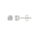 LADIES SOLITAIRE EARRINGS 1/2CT ROUND DIAMOND 18K WHITE GOLD - Image 2