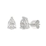 LADIES SOLITAIRE EARRINGS 2 1/2CT PEAR DIAMOND 14K WHITE GOLD - Image 3