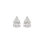 LADIES SOLITAIRE EARRINGS 2CT PEAR DIAMOND 14K WHITE GOLD