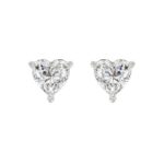 LADIES SOLITAIRE EARRINGS 3CT HEART DIAMOND 14K WHITE GOLD