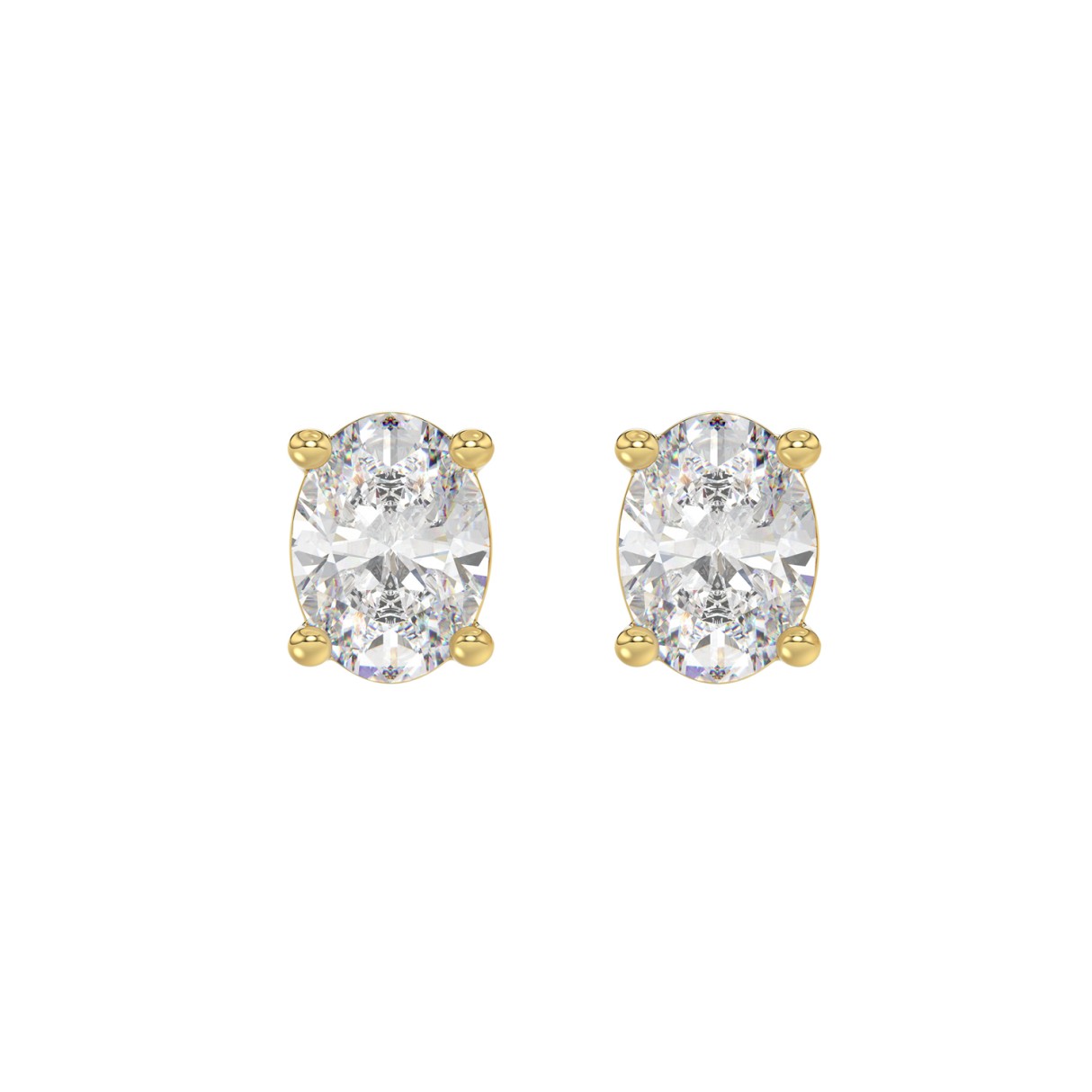 LADIES SOLITAIRE EARRINGS 3CT OVAL DIAMOND 14K YELLOW GOLD (CENTER STONE OVAL DIAMOND 1 1/2CT ) - Image 1