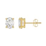 LADIES SOLITAIRE EARRINGS 3CT OVAL DIAMOND 14K YELLOW GOLD (CENTER STONE OVAL DIAMOND 1 1/2CT ) - Image 2