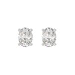 LADIES SOLITAIRE EARRINGS 4.00CT OVAL DIAMOND 14K WHITE GOLD (CENTER STONE OVAL DIAMOND 2.00CT)