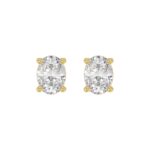 LADIES SOLITAIRE EARRINGS 4.00CT OVAL DIAMOND 14K YELLOW GOLD (CENTER STONE OVAL DIAMOND 2.00CT)